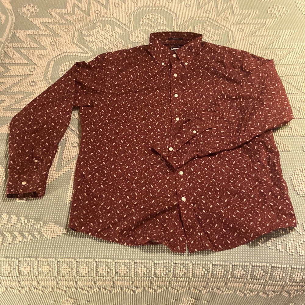Lands’ End Burgundy Paisley Button Up